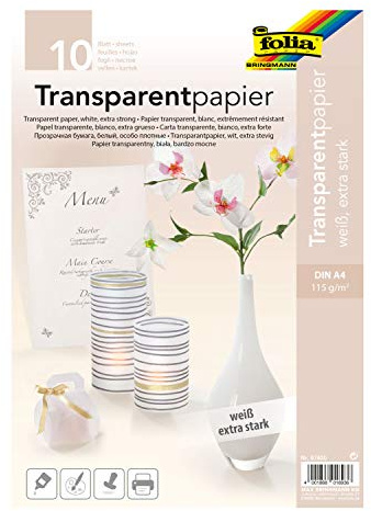 folia 87400 - Transparentpapier, DIN A4, 10 Blatt, weiß - vielseitig einsetzbar (Packung mit 2)