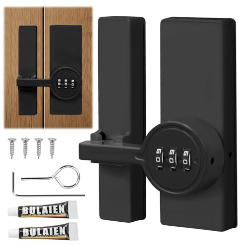 BigKing Pestillo con bloqueo de contraseña, aleación de zinc, cerradura de combinación mecánica antirrobo 180° giratoria MK78, cerrojo para puertas de cobertizo, garajes, armarios (negro)