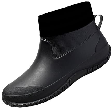 Stivali da pioggia da donna, taglia 39, stivali da giardino senza lacci, in gomma, da lavoro, con comfort, alla caviglia, taglia 5, Nero , 39.5 EU