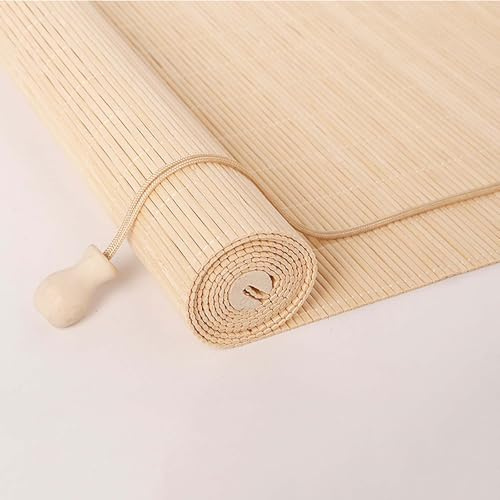 Bambusrollo Aussenbereich 55x200cm, Sonnenschutz Bambus Jalousie Klemmfix Rollo Holz für Veranda/Garten/Terrasse - 55x200cm