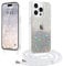 LCHULLE for iPhone 14 Pro Max Case,Adjustable Crossbody Lanyard Phone Case with Strap,Women Girls Cute Clear Necklace Bling Glitter Sequin Cover for iPhone 14 Pro Max 6.7,Clear