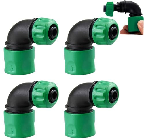 Shengou 4 Stück Gartenschlauch Schnellkupplung Winkeladapter, Schlauchkupplung 90 Grad, Winkelverbinder Gartenschlauch 1/2, Gartenschlauch Anschluss Wasserhahn, Gardena Schlauchverbinder