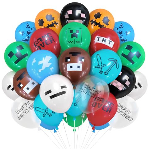 36 Stück Pixel Luftballons, Gamer Kindergeburtstag Deko, Spiel Geburtstagsfeier Ballon, Party Supplies Geburtstagsdeko für Jungen Mädchen Erwachsene Raum Deko