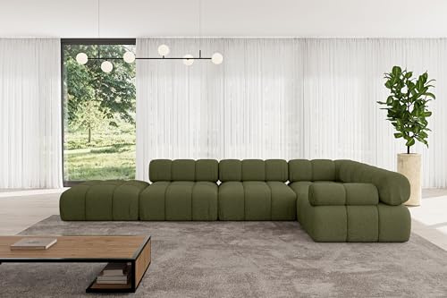 ALTDECOR Modulares Sofa Ecksofa in L-Form Corner modular Sofa Eckcouch Couch Wohnlandschaft Cauchsofa Polstersofa Felto-L2-380x190x70 cm Grün