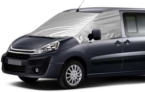 Frontscheibe Wrap Cover Ersatz für Citroen Jumpy 2006-2016, Auto Windschutzscheiben Abdeckung, 600D Luxus Sonnenschutz Wasserdichtes Schnee-Eisschutz, Staubschutz, Silber