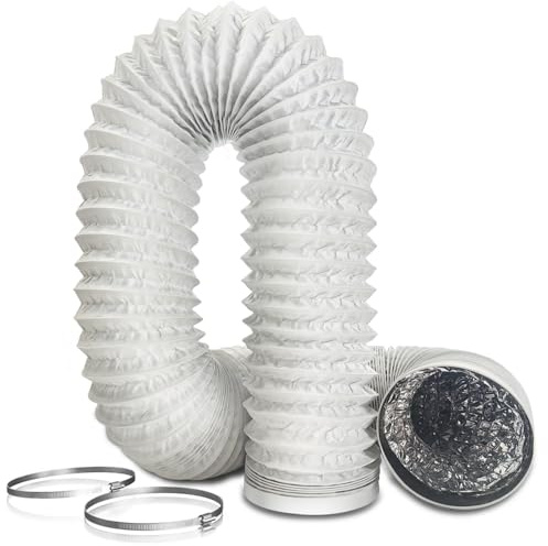 Aygrochy Tubo di scarico in PVC, diametro 150 mm, 6 m, tubo flessibile di scarico con 2 fascette stringitubo in acciaio inox, per aria condizionata mobile, asciugatrice, ventilatore di scarico, cappa