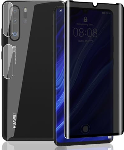 Yieehhow [1+2 Stück] Schutzfolie für Huawei P30 Pro (6.47) Privacy Panzerfolie und Kameraschutz Panzer Schutz Glas, 9H Härte Anti-Spy Schutzglas für Huawei P30 Pro (6.47)