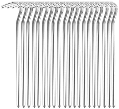 20 Stück Zeltheringe aus Metall, 18cm Länge, Zelthaken für Camping und Gartenarbeit, 0,6cm Durchmesser, Zeltzubehör Heringe Häringe Zelt