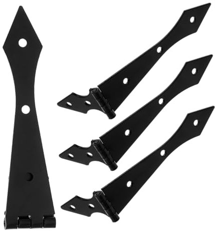 KONTONTY 4 Pièces Charnières Noir pour de Grange Charnières Décoratives Forme de Robustes et pour Portails Bois et Entrepôts