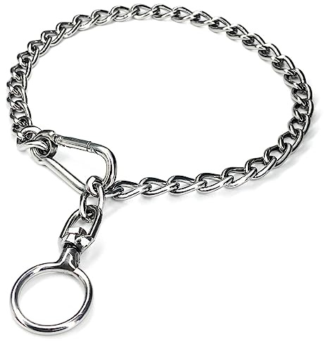 Dog Chain Collars 304 Stainless Steel Metal Chew Proof Dog Leash Extension - Anti Winding, Training and Walking. (Small)