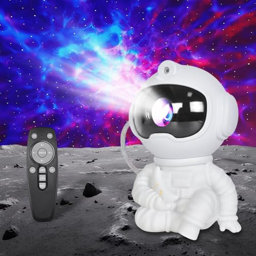 Homirty Projecteur Ciel Etoile, Projecteur de Veilleuse à Luminosité avec Télécommande, Astronaute Projecteur Galaxie avec 8 Modes Nébuleuse, Veilleuse Astronaute pour Décoration des Chambres