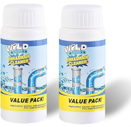 Tomedeks 2 Stück Abflussreiniger, Rohrreiniger Extrem Stark, Drain Cleaner Löst Verstopfungen, der Haare, Fett, Rückstände und Gerüche Entfernt, Für Spülen, Bäder, Küchen und Toilettenabflüsse