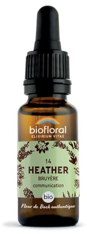 BIOFLORAL - 14 Heather, Bruyère BIO DEMETER - Communication - Fleur de Bach Authentique - Compte-gouttes 20 ML