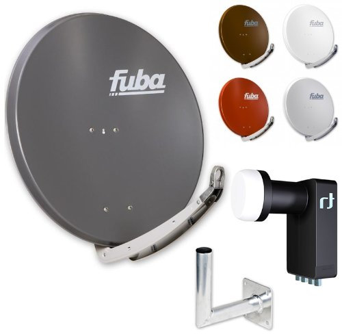 Fuba DAA 850 HD Sat Anlage - 4 Teilnehmer (m. Inverto Quad LNB) - Fuba 85cm Alu Satellitenschüssel in Wunschfarbe + Inverto Ultra Quad LNB 4 Teilnehmer + Fuba Alu Winkel-Wandhalter
