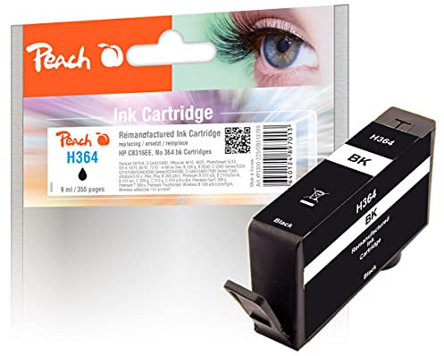 Peach H364/564/655 Druckerpatrone schwarz ersetzt HP No. 364 bk, CB316EE für z.B. HP OfficeJet 4620, HP PhotoSmart 6520 e All-in-One, HP DeskJet 3070 A, HP PhotoSmart B 109 a, HP PhotoSmart C 6380