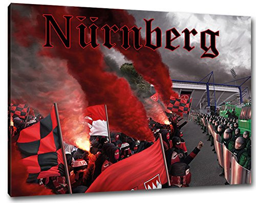 Ultras Nürnberg, Bild auf Leinwand Panorama, fertig gerahmt, 120 x 80 cm