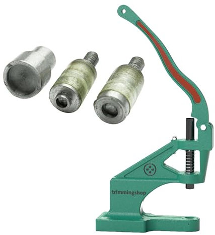 Machine presse rivet manuelle, universelle, verte et matrice pour boutons pression KAM. Tailles T3 et T5 par Trimming Shop