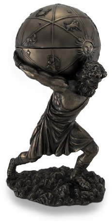 Bronzefarbener Atlas-Statue/Aufbewahrungsbox