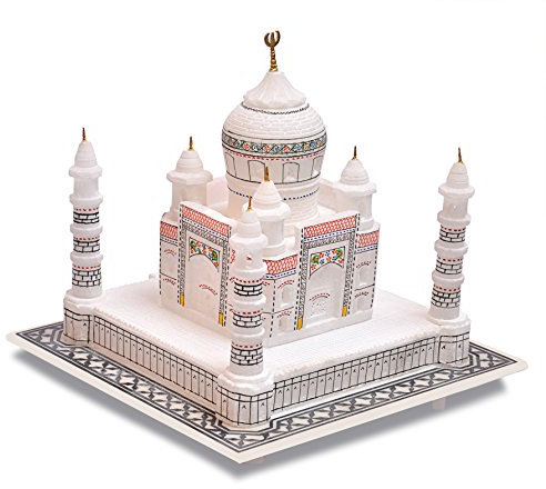 Marmor Taj Mahal Tajmahal Replik Modell Indien Agra Souvenir Kollektion 22,9 x 22,9 cm ~ Dekor Handgemachtes Geschenk Reiner Weiß Marmor TAJ MAHAL Heimdekoration Kleine Handarbeit Miniatur Architektur Liebessymbol