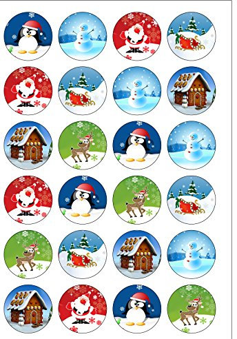 Top That Lot de 24 ronds de galettes prédécoupées comestibles décorations de Noël décorations pour gâteau