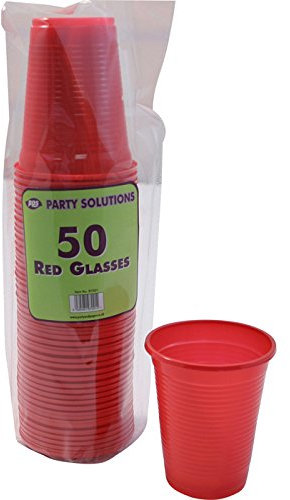 Party & Paper Solutions 100 x RED Plastic Cups - 200ml Disposable Glasses