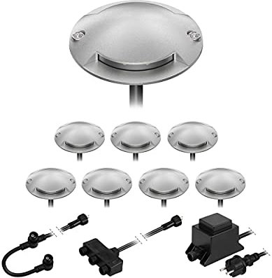 ledscom.de LED Boden-Aufbau-Leuchte Bunda, 2-flammig, für außen, befahrbar, kalt-weiß, 8er Set