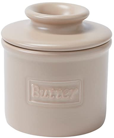 Butter Bell - The Original Butter Bell Crock by L Tremain, a Countertop French Ceramic Butter Dish Keeper for Spreadable Butter, Café Matte Collection, Light Beige