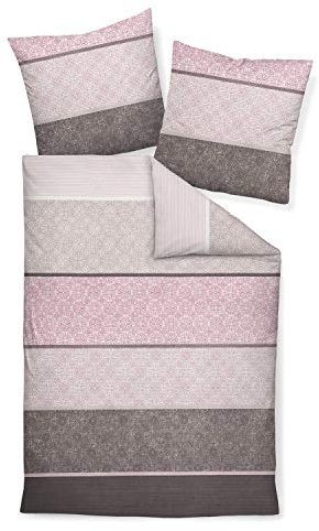 Janine 65016 Feinbiber Bettwäsche Davos 200x220 cm + 2X 80x80 cm Beere-Mauve