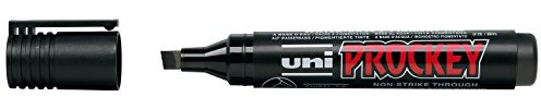 Faber-Castell 159099 Flipchartmarker UNI Prockey PM-126 - wasserfest, schwarz, 3-6mm, Keilspitze