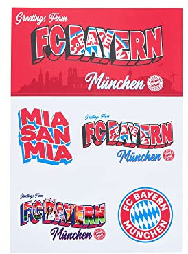 FC Bayern München Aufkleberkarte - Bunte Schriftzüge & Logo - 5er Set Aufkleber Sticker FCB