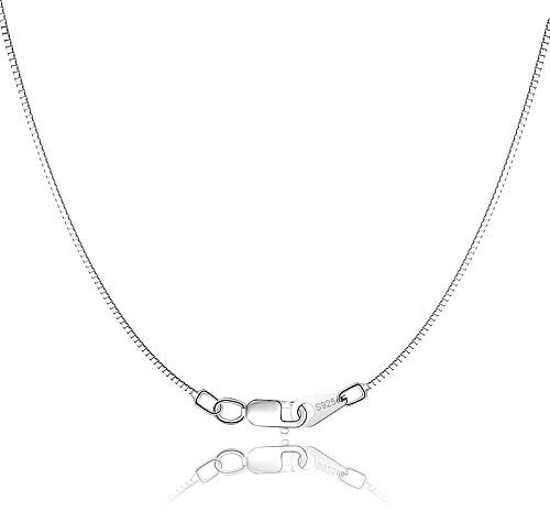 Jewlpire Silberkette Damen 925 0.8mm Kastenkette Kette Silber 925 ohne Anhänger - Halskette Damen Silber 925 Halskette Silber Superdünn & Stark Silber Kette Halskette in 45 cm