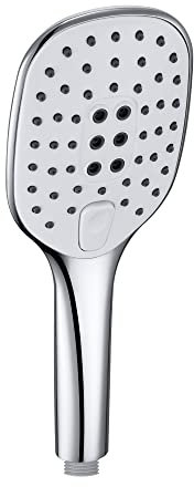 JOHO Quadratisch Handbrause Brausekopf Duschkopf Duschbrause mit Tastendruck 3Strahlarten Chrom