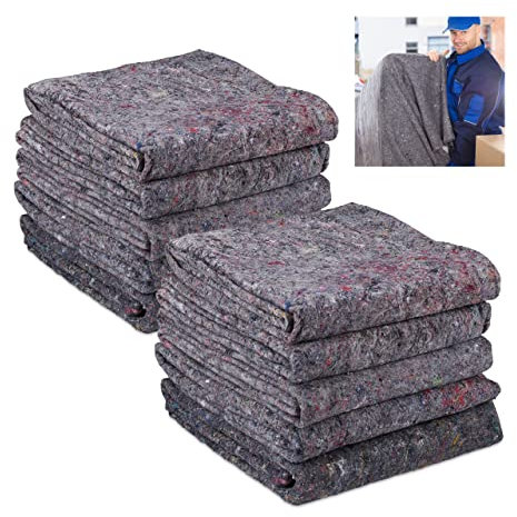relaxdays Couvertures de déménagement, x10, travaux, Transport, Stockage, Non-tissé recyclé, Protection 150x200, Gris