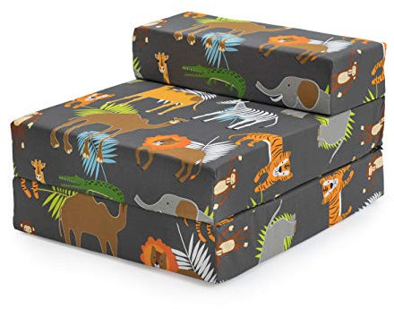Ready Steady Bed Z-Klappbett für Kinder, Einzelbett, zusammenklappbar, ideal für Spielzimmer, Schlafzimmer, Wohnzimmer, leicht und bequem (Afrika)