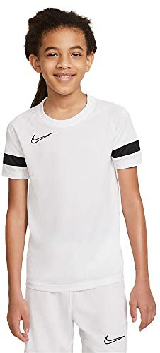 NIKE Unisex Kids Y Nk Dry Acd21 Top T-Shirt, White/Black/Black/Black, 8 Years EU