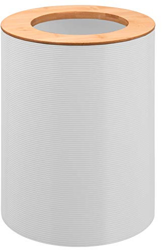 bremermann Cubo de basura Segno de bambú y plástico, 5,5 litros, color blanco