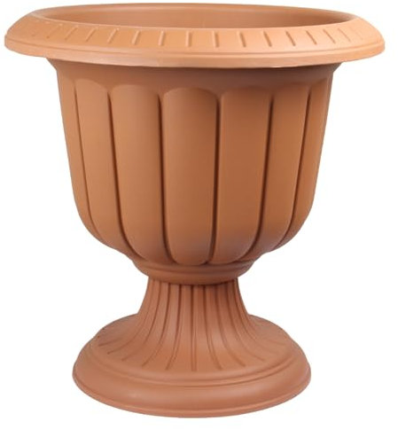 Jolie Max Plastic Flower Plant Pot Holder Stand. Decorative Garden URN Planter. (9.8L / 25.3L / 47L) (No:2 (25.3 Lt), Terra Cotta)