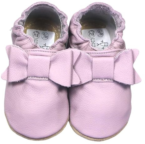 HOBEA-Germany Kitaschuhe Safestep, Kinderhausschuhe, Lederschuhe (Schleife pastell lila, 24/25)
