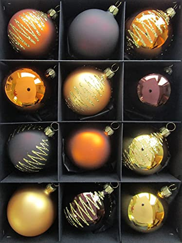 Thüringer Christbaumschmuck Exclusiv Gold braun Kupfer 6cm Handarbeit Germany 12er Set