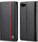 ZTOFERA Compatible with iPhone SE 3 (2022) 5G/7/8/SE 2020 Wallet Case, Premium PU Leather Carbon Fiber Texture Flip Case with Card Holder Magnetic Closure Protective Phone Case, Vertical Red Line