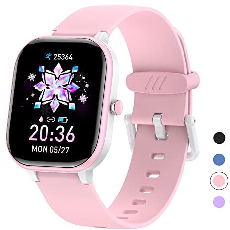 HENGTO Fitness Tracker für Kinder, IP68 wasserdichter Aktivitäts Tracker, Schrittzähler, Herzfrequenzmesser, 19 Sport Gesundheitsmodi, tolles Kindergeschenk für Teenager (Rosa)