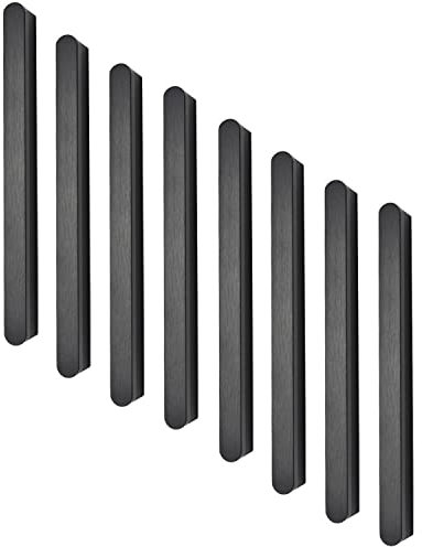 Qrity 8 Stück Aluminiumlegierung Küchenbargriff Schrankgriffe Schubladengriffe, Bohrlochabstand 192mm, Schwar
