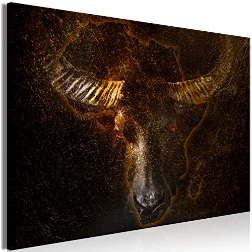 murando - Wandbilder XXL afrikanischer Büffel 90x60 cm Leinwandbild 1 tlg Kunstdruck modern Wanbilder XXL Wanddekoration Design Wand Bild Tiere Gesicht Porträt braun g-C-10081-b-a