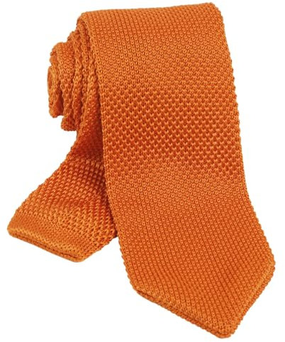 Alizeal Strick Krawatte für Männer, Solide Schlanke Lässige Gestrickte Krawatten, Orange gebrannt