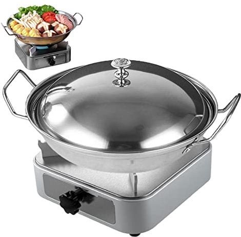 PW TOOLS 24cm Spirituskocher mit Topf Camping Kocher aus Edelstahl, Camping Spirituskocher Outdoor Tragbarer Spirituskocher, für Innenraum, Kampieren, Picknick