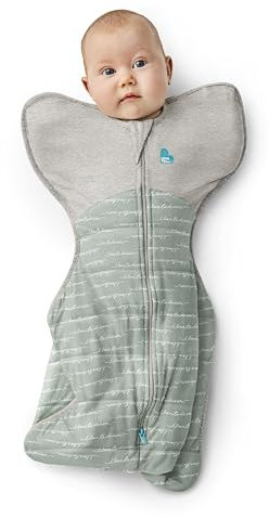 Love To Dream Pucksack, Baby Erstausstattung, ideal für kühle Temperaturen (16-20°C), Arme hoch Position, zweiweg-Reißverschluss für einfaches Windelwechseln, Schlafsack Olive, Mittel (6-8.5kg)