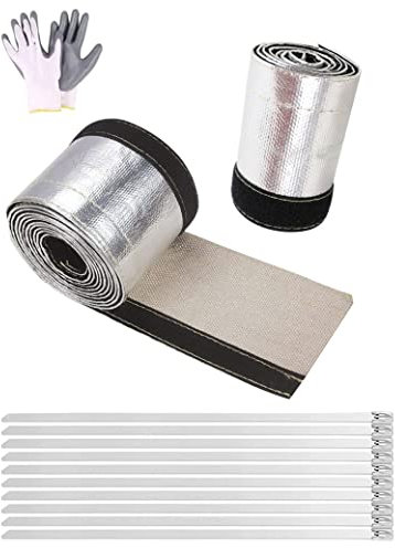 Alioncar Heat Shroud Aluminized Sleeving Heat Shield Fuel line Wire Heat Sleeve for Ultimate Heat Protection Hose Wire Sleeving with 10PCS Stainless Steel Cable Metal Ties-Silve (1/2 I.D.X10FT)