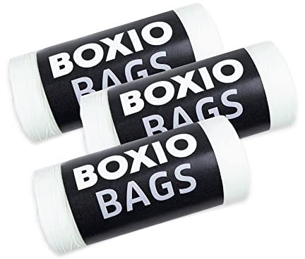 BOXIO - Lot de 3 sacs poubelle bio pour toilettes de camping, 3 x 25 sacs compostables pour toilettes sèches, 10 l, Blackout, vert
