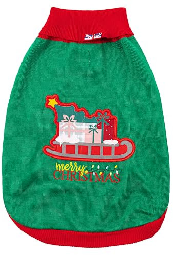 HUGO & HUDSON Schlitten des Weihnachtsmanns Weihnachts-Hundepullover – festlicher Neuheits-Hundepullover - XS