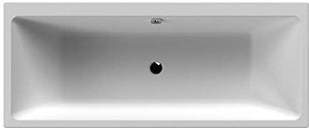 nuie NBA914 Asselby Modern Bathroom Double Ended Square Straight Thin Edge Shower Bath, 1800mm x 800mm, White